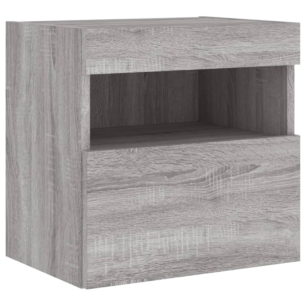 TV Wall Cabinets with LED Lights 2 pcs Grey Sonoma 40x30x40 cm