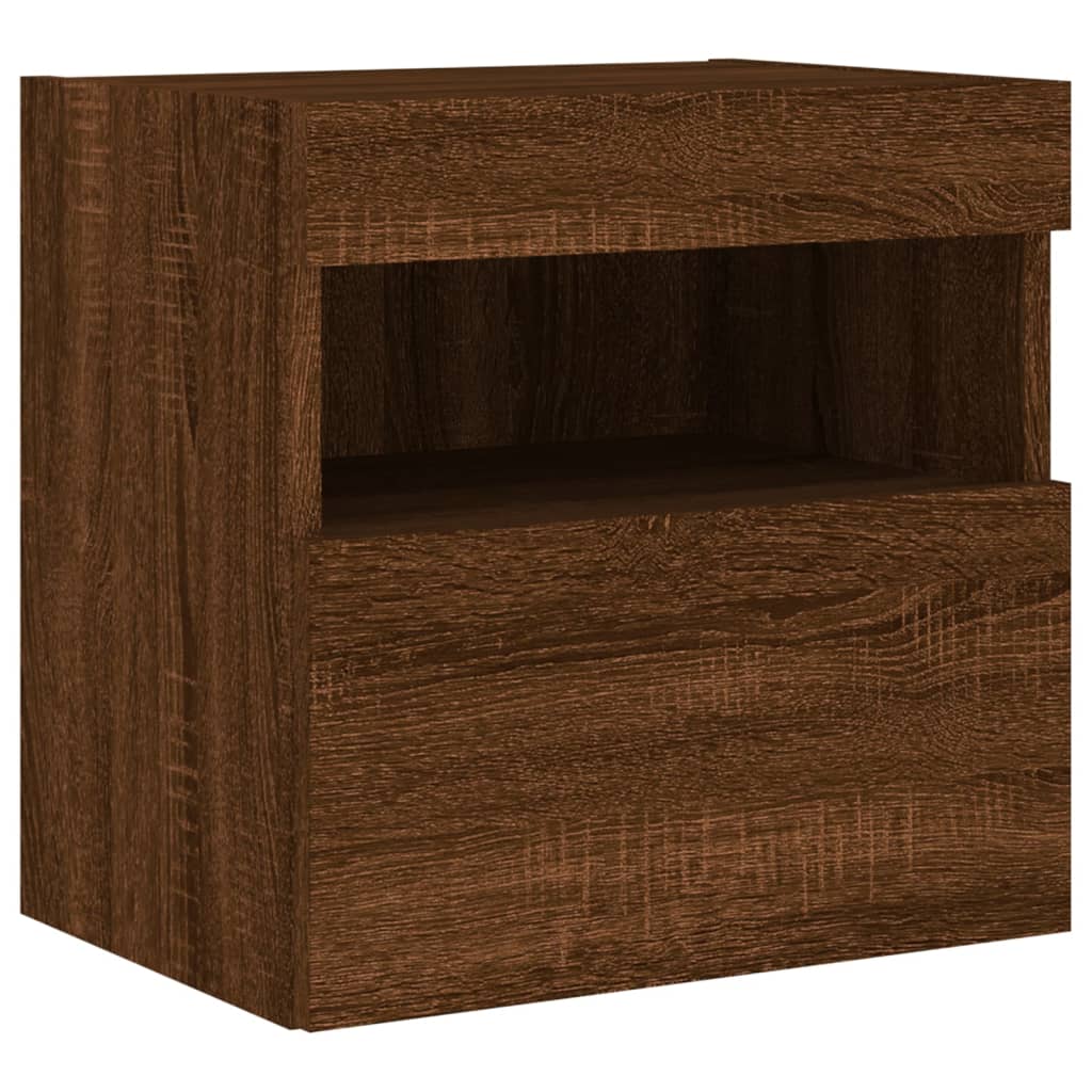 TV Wall Cabinet with LED Lights Brown Oak 40x30x40 cm