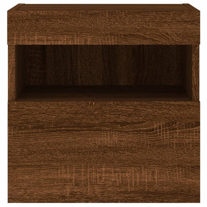 TV Wall Cabinet with LED Lights Brown Oak 40x30x40 cm