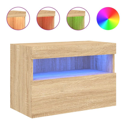 TV Wall Cabinet with LED Lights Sonoma Oak 60x30x40 cm