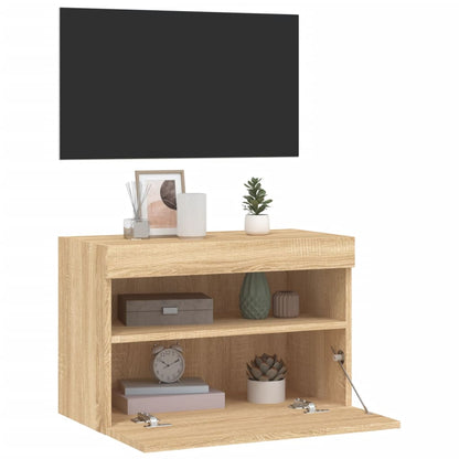 TV Wall Cabinet with LED Lights Sonoma Oak 60x30x40 cm