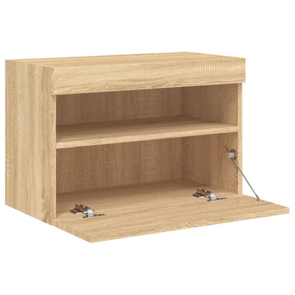 TV Wall Cabinet with LED Lights Sonoma Oak 60x30x40 cm