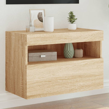 TV Wall Cabinet with LED Lights Sonoma Oak 60x30x40 cm