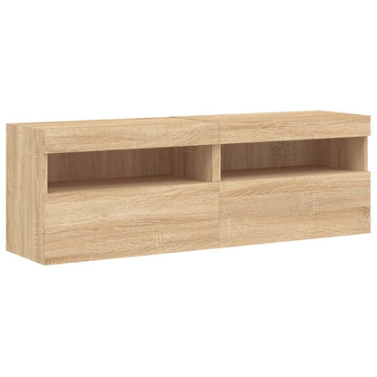 TV Wall Cabinets with LED Lights 2 pcs Sonoma Oak 60x30x40 cm