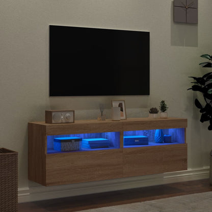 TV Wall Cabinets with LED Lights 2 pcs Sonoma Oak 60x30x40 cm