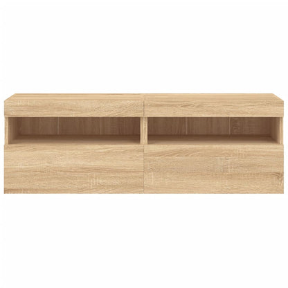 TV Wall Cabinets with LED Lights 2 pcs Sonoma Oak 60x30x40 cm