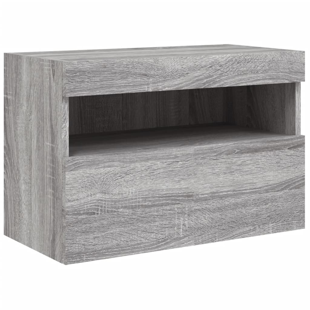 TV Wall Cabinet with LED Lights Grey Sonoma 60x30x40 cm