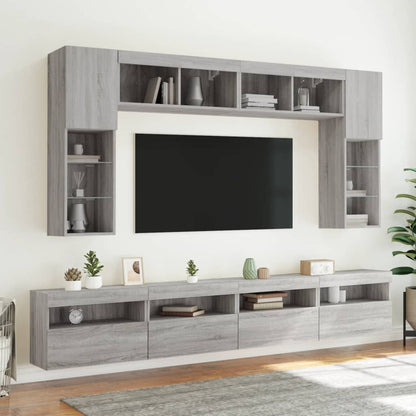 TV Wall Cabinet with LED Lights Grey Sonoma 60x30x40 cm