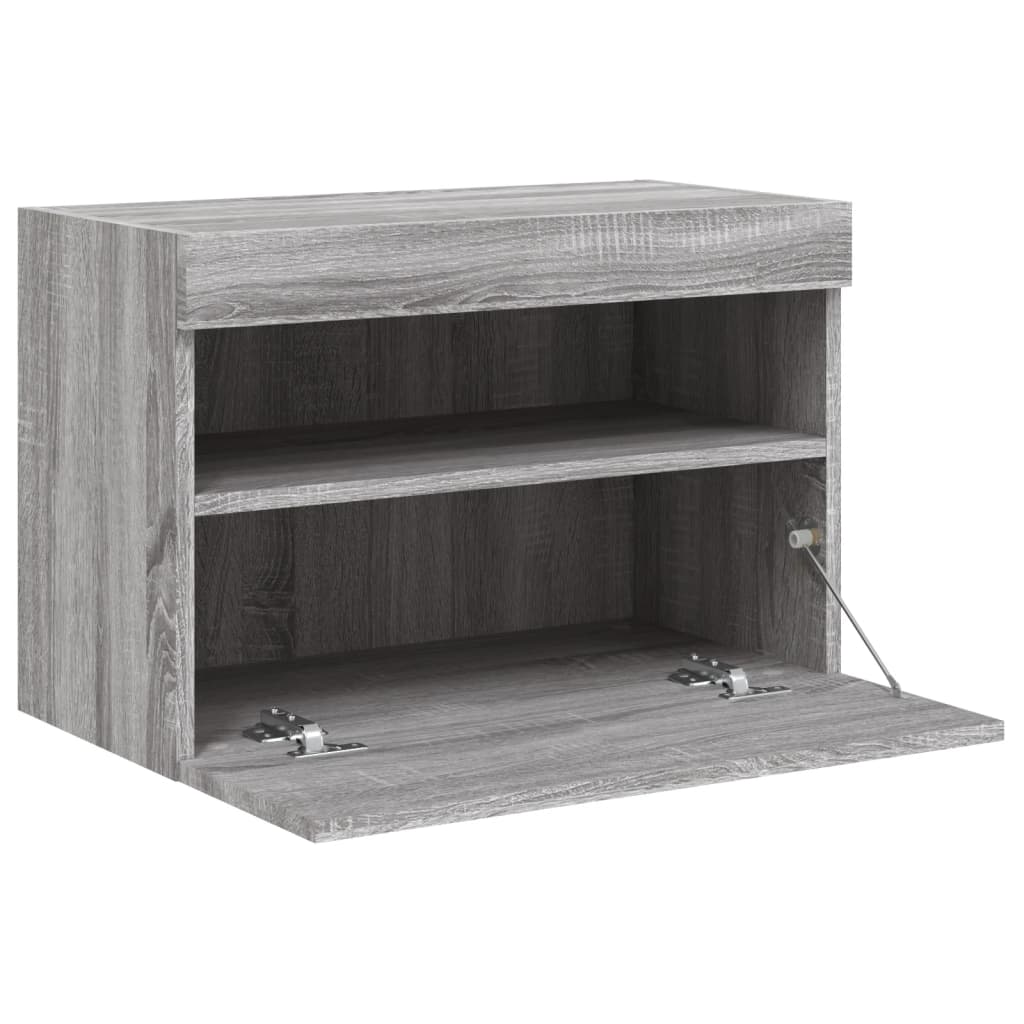 TV Wall Cabinet with LED Lights Grey Sonoma 60x30x40 cm