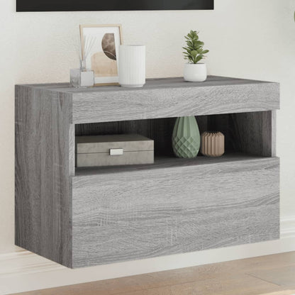 TV Wall Cabinet with LED Lights Grey Sonoma 60x30x40 cm