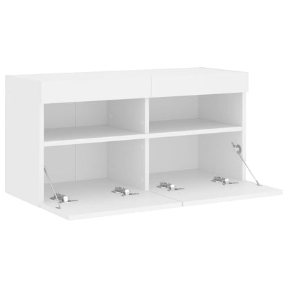 TV Wall Cabinet with LED Lights White 80x30x40 cm
