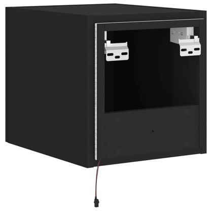 TV Wall Cabinet with LED Lights Black 30.5x35x30 cm