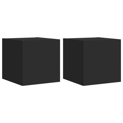 TV Wall Cabinets with LED Lights 2 pcs Black 30.5x35x30 cm