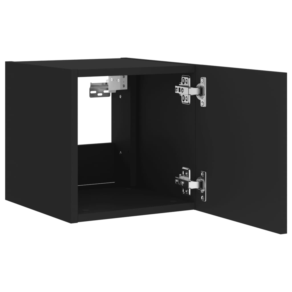 TV Wall Cabinets with LED Lights 2 pcs Black 30.5x35x30 cm