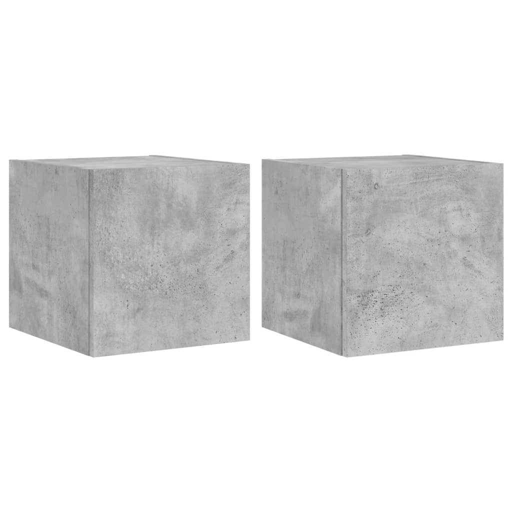 TV Wall Cabinets with LED Lights 2 pcs Concrete Grey 30.5x35x30 cm