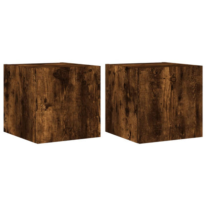 TV Wall Cabinets with LED Lights 2 pcs Smoked Oak 30.5x35x30 cm