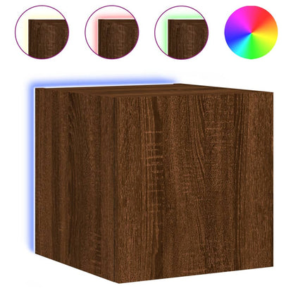 TV Wall Cabinets with LED Lights 2 pcs Brown Oak 30.5x35x30 cm