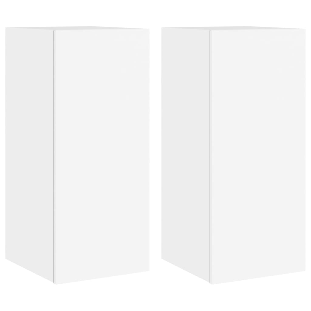 TV Wall Cabinets with LED Lights 2 pcs White 30.5x35x70 cm