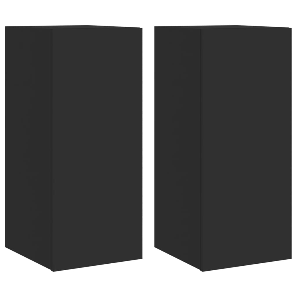 TV Wall Cabinets with LED Lights 2 pcs Black 30.5x35x70 cm