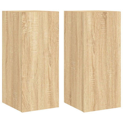 TV Wall Cabinets with LED Lights 2 pcs Sonoma Oak 30.5x35x70 cm