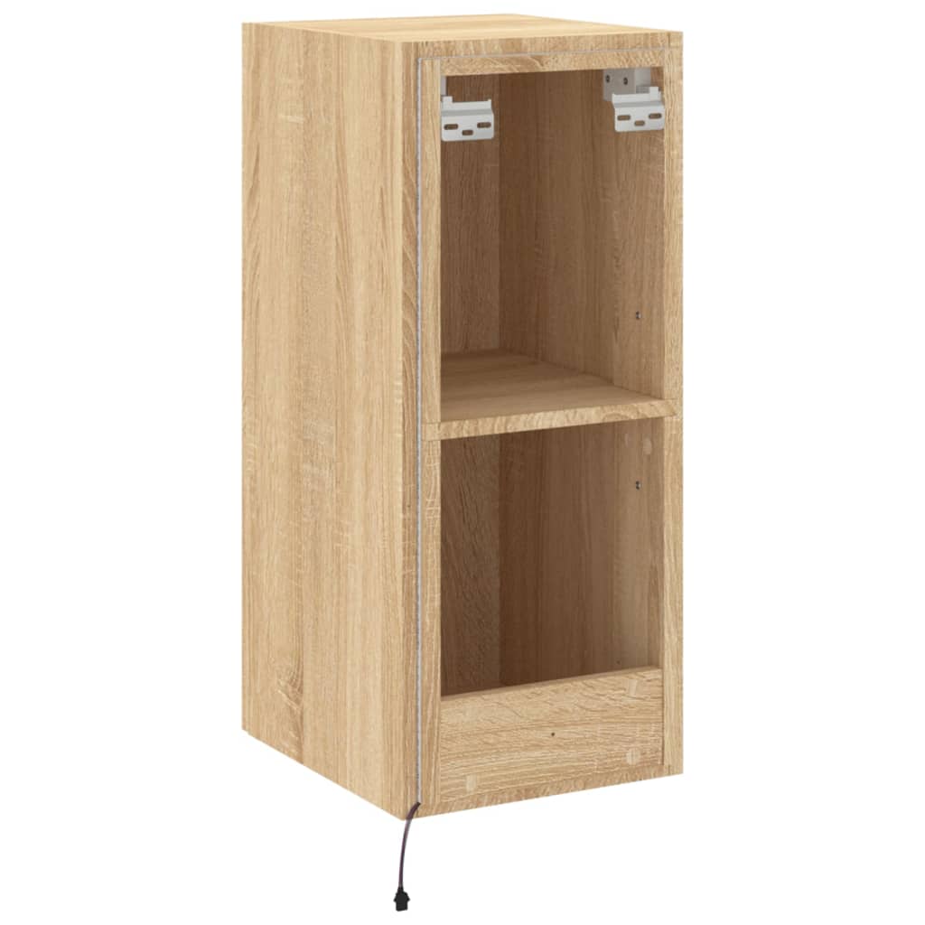 TV Wall Cabinets with LED Lights 2 pcs Sonoma Oak 30.5x35x70 cm