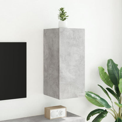 TV Wall Cabinet with LED Lights Concrete Grey 30.5x35x70 cm