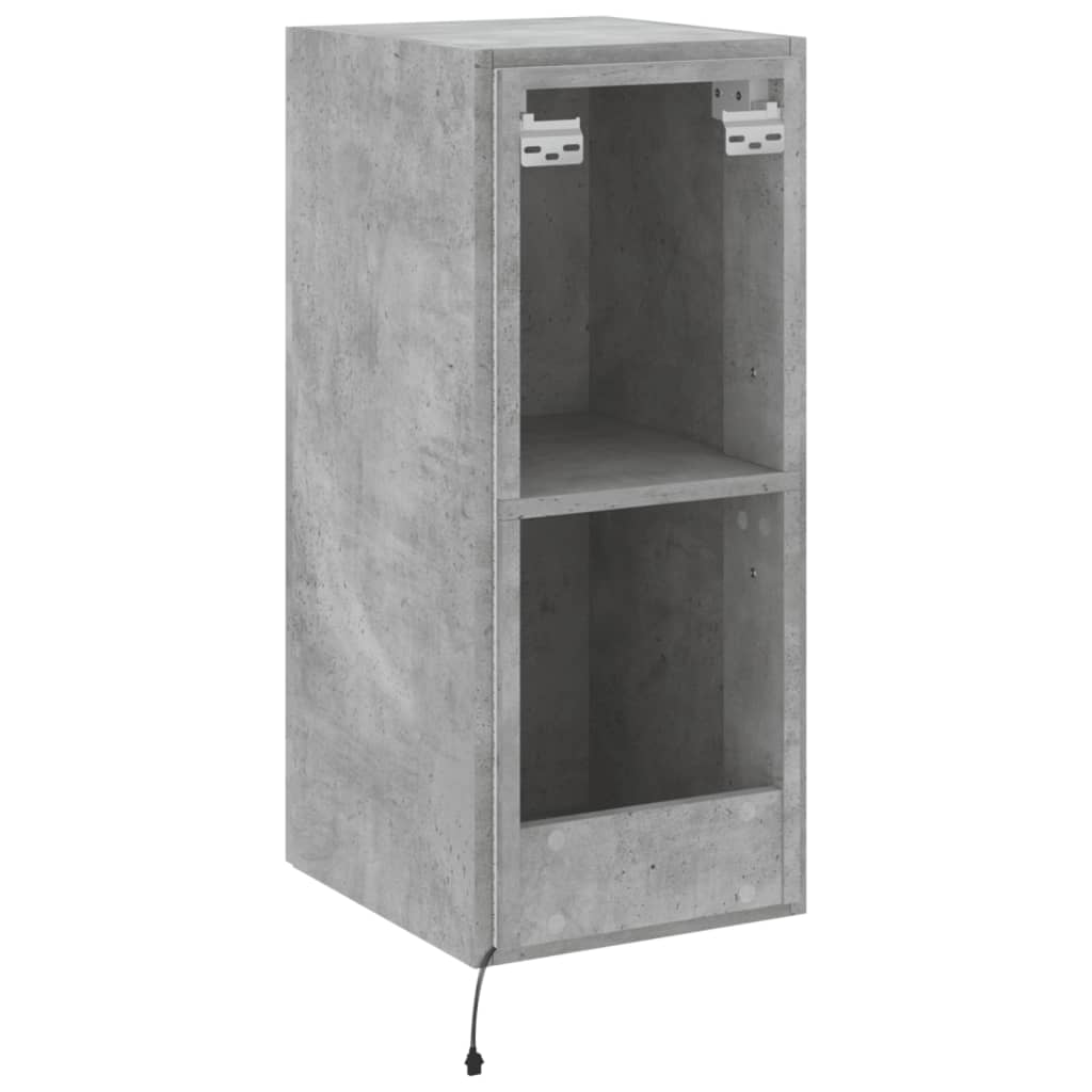 TV Wall Cabinet with LED Lights Concrete Grey 30.5x35x70 cm