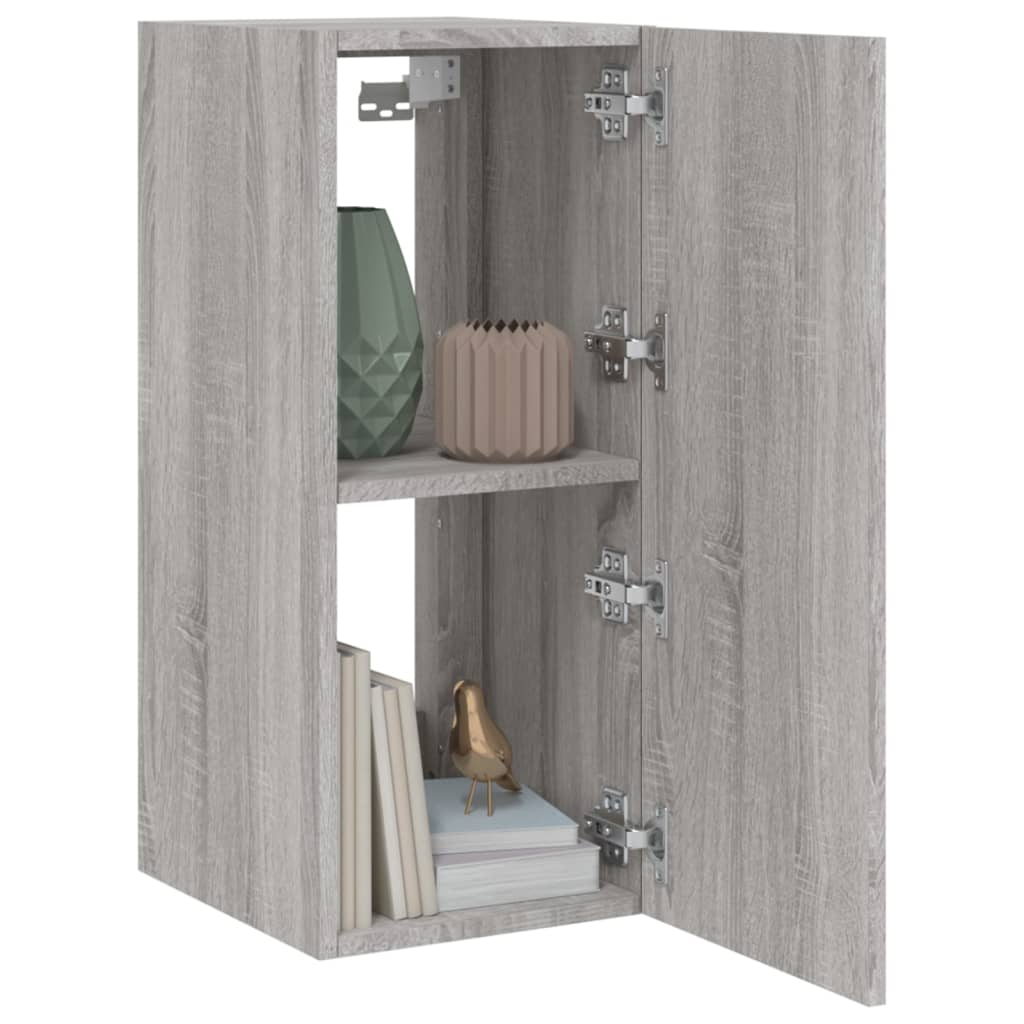 TV Wall Cabinet with LED Lights Grey Sonoma 30.5x35x70 cm