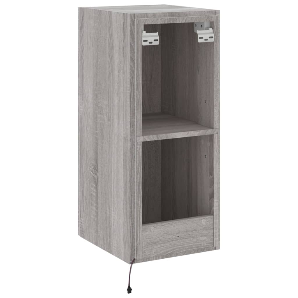 TV Wall Cabinet with LED Lights Grey Sonoma 30.5x35x70 cm