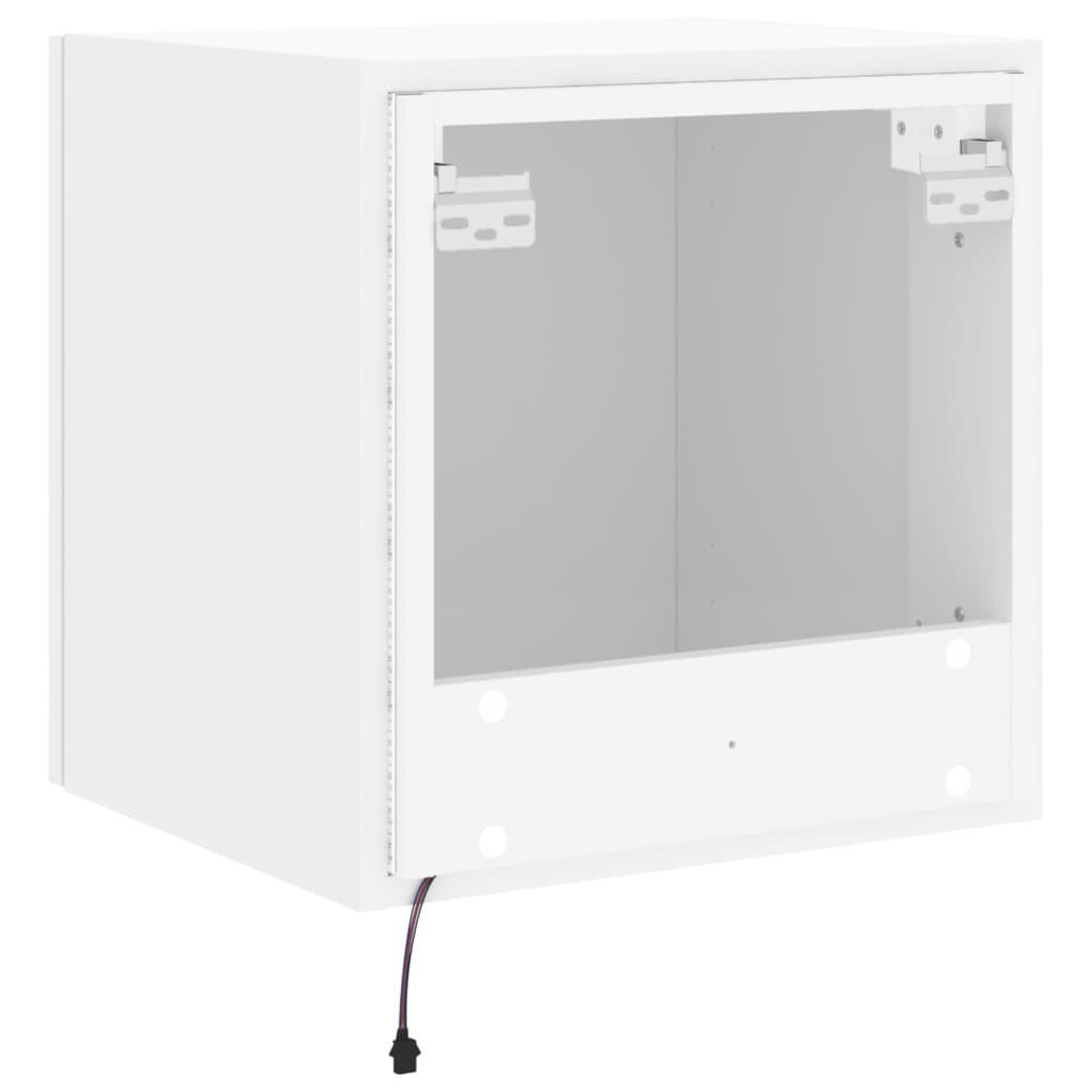 TV Wall Cabinet with LED Lights White 40.5x35x40 cm