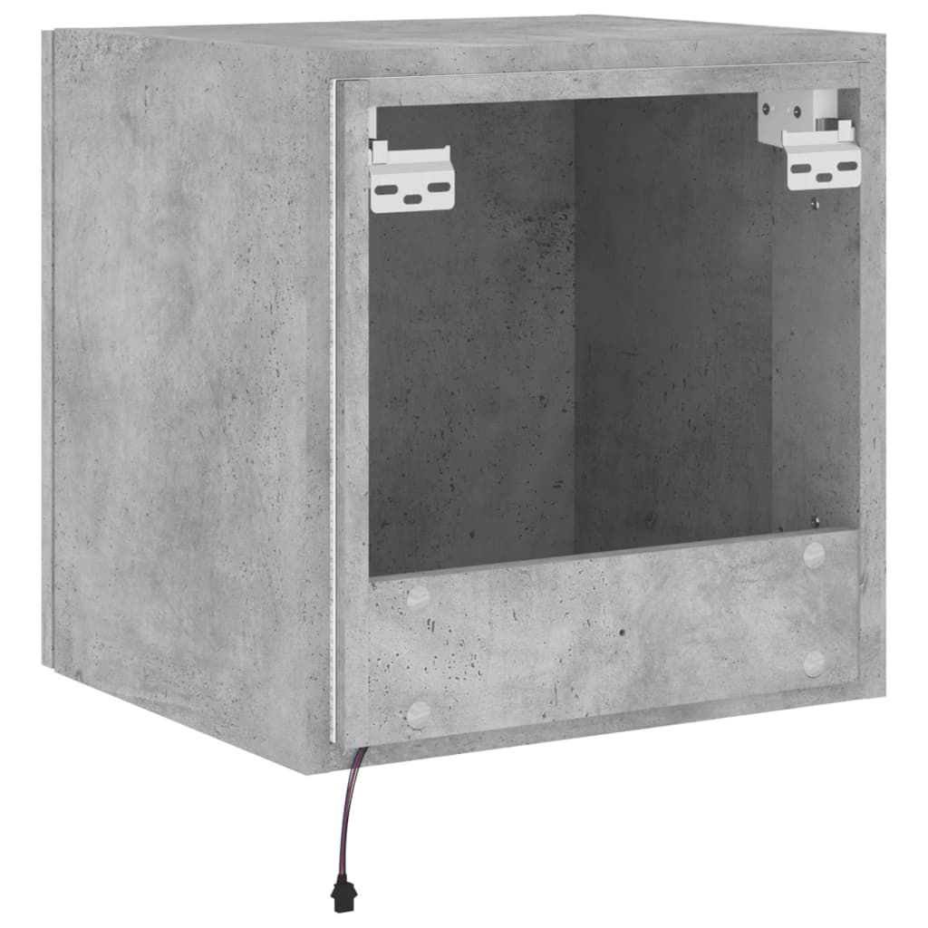 TV Wall Cabinet with LED Lights Concrete Grey 40.5x35x40 cm