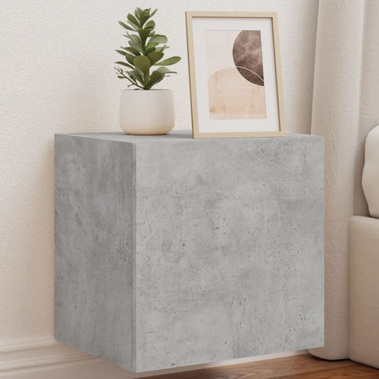 TV Wall Cabinet with LED Lights Concrete Grey 40.5x35x40 cm