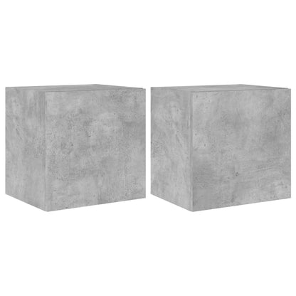 TV Wall Cabinets with LED Lights 2 pcs Concrete Grey 40.5x35x40 cm