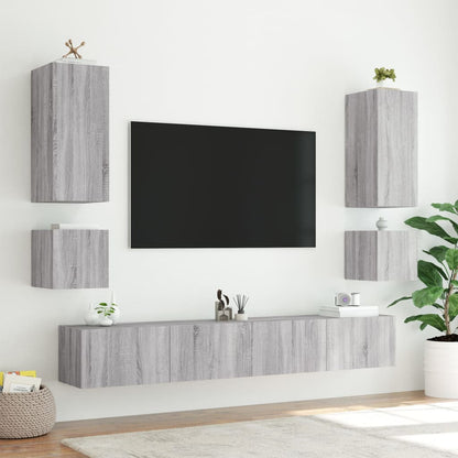 TV Wall Cabinet with LED Lights Grey Sonoma 40.5x35x40 cm