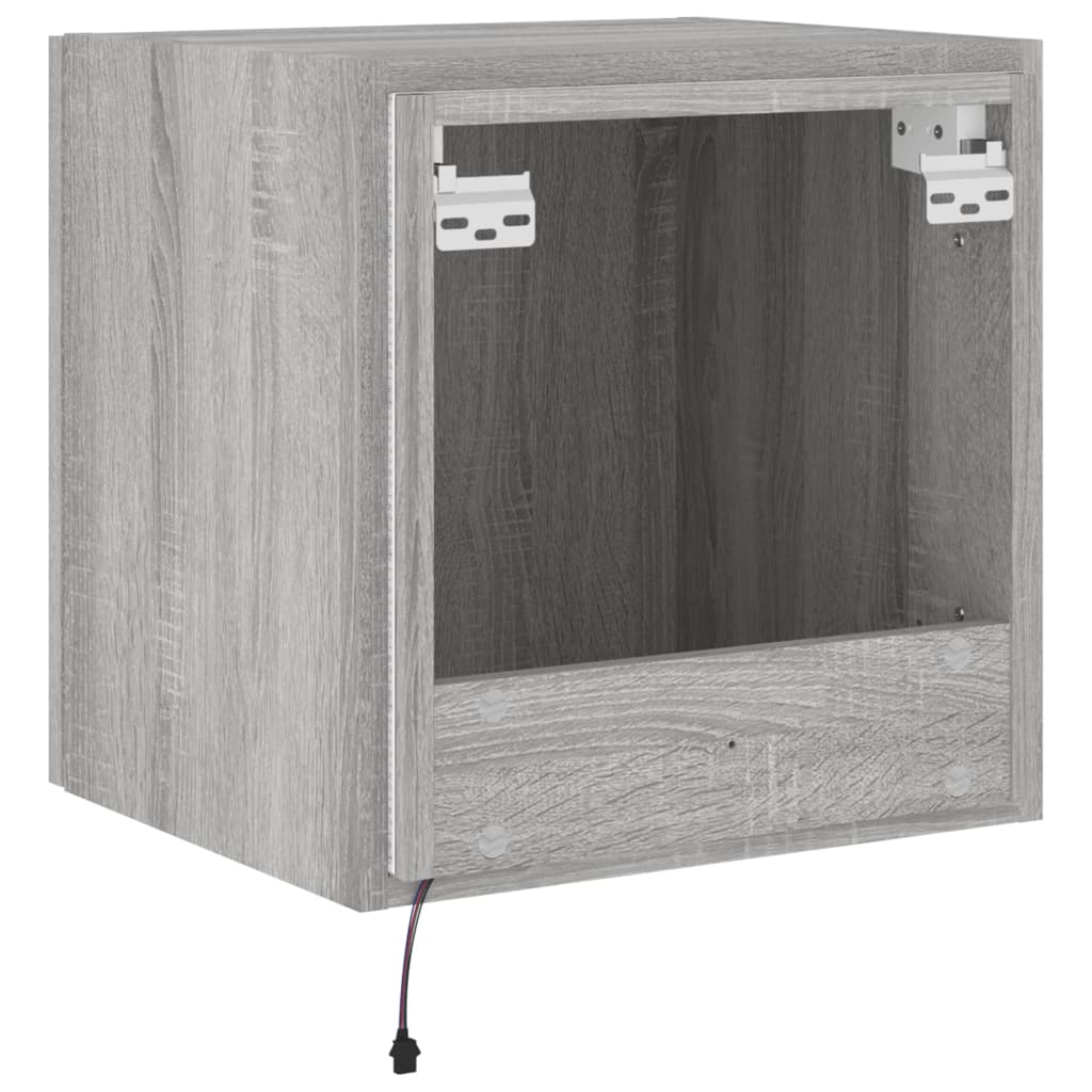 TV Wall Cabinet with LED Lights Grey Sonoma 40.5x35x40 cm