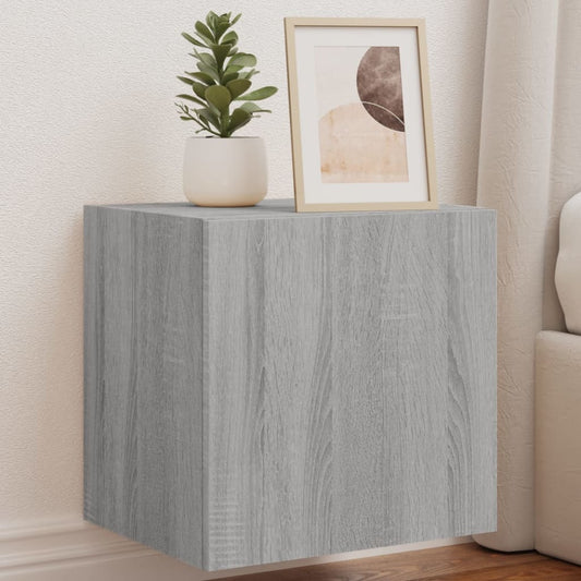 TV Wall Cabinet with LED Lights Grey Sonoma 40.5x35x40 cm