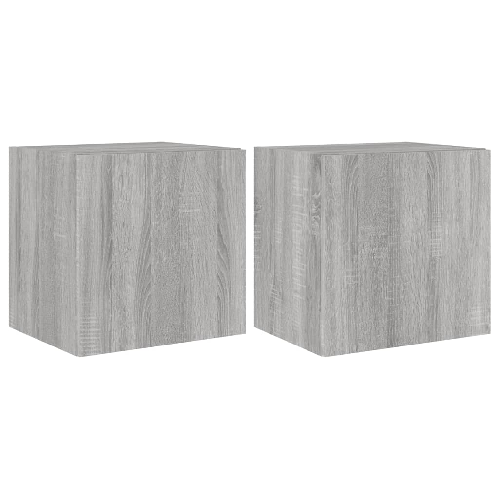 TV Wall Cabinets with LED Lights 2 pcs Grey Sonoma 40.5x35x40 cm