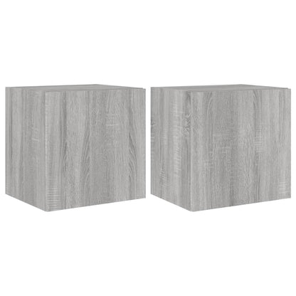 TV Wall Cabinets with LED Lights 2 pcs Grey Sonoma 40.5x35x40 cm