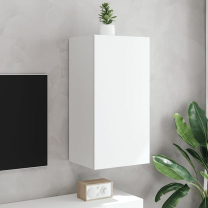 TV Wall Cabinet with LED Lights White 40.5x35x80 cm