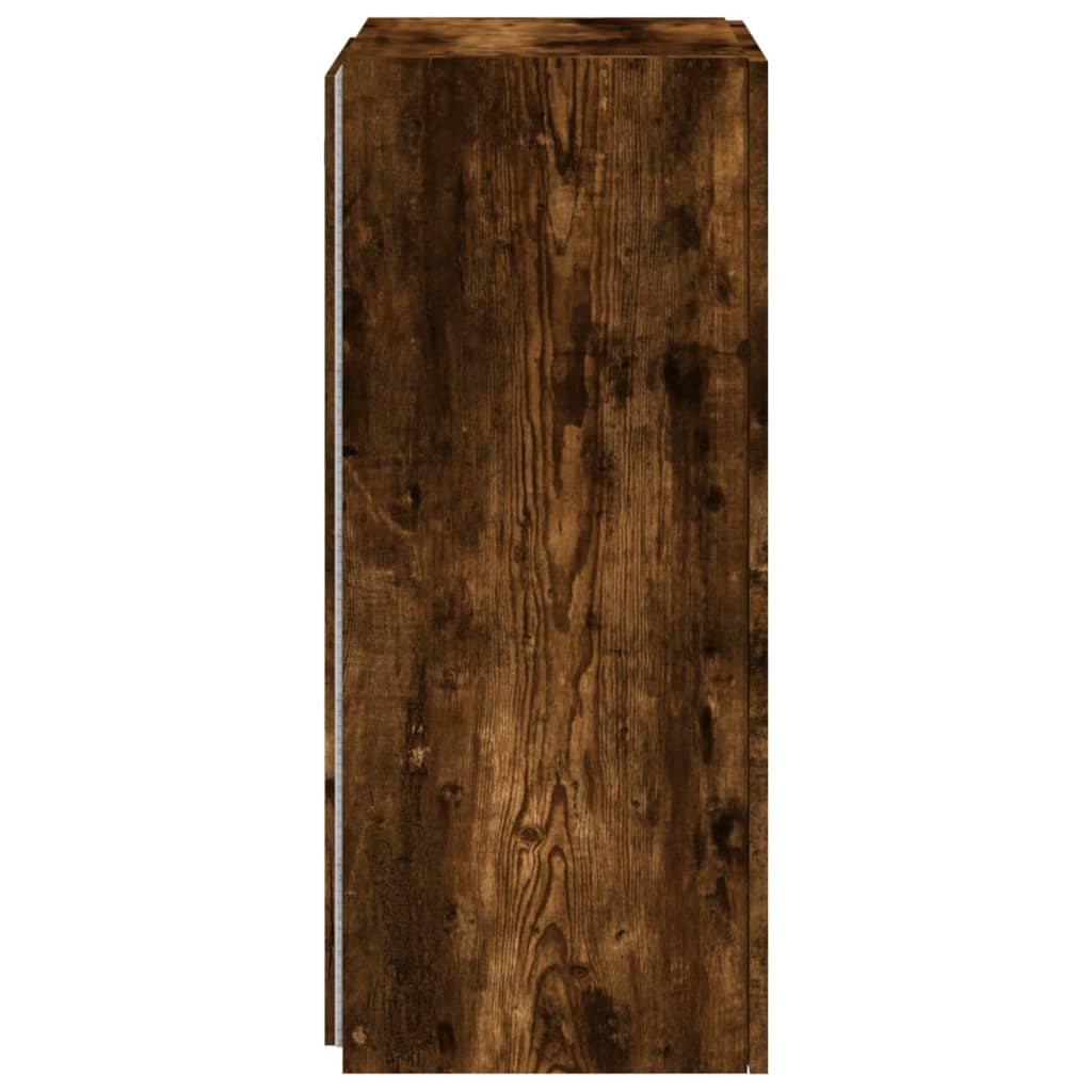 TV Wall Cabinet with LED Lights Smoked Oak 40.5x35x80 cm