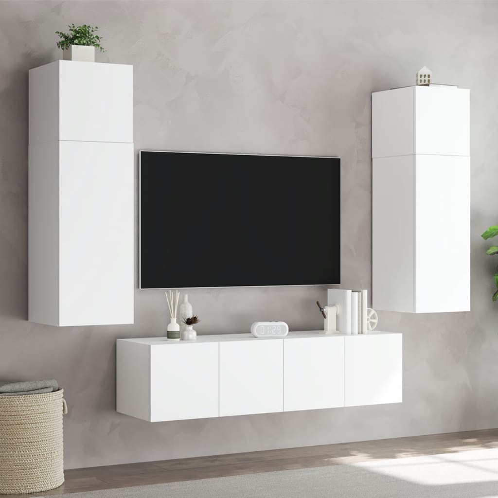 TV Wall Cabinet with LED Lights White 60x35x31 cm