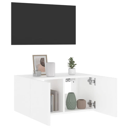 TV Wall Cabinet with LED Lights White 60x35x31 cm