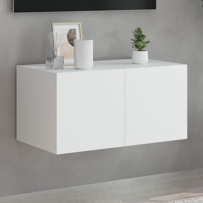 TV Wall Cabinet with LED Lights White 60x35x31 cm