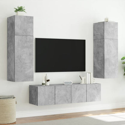 TV Wall Cabinet with LED Lights Concrete Grey 60x35x31 cm