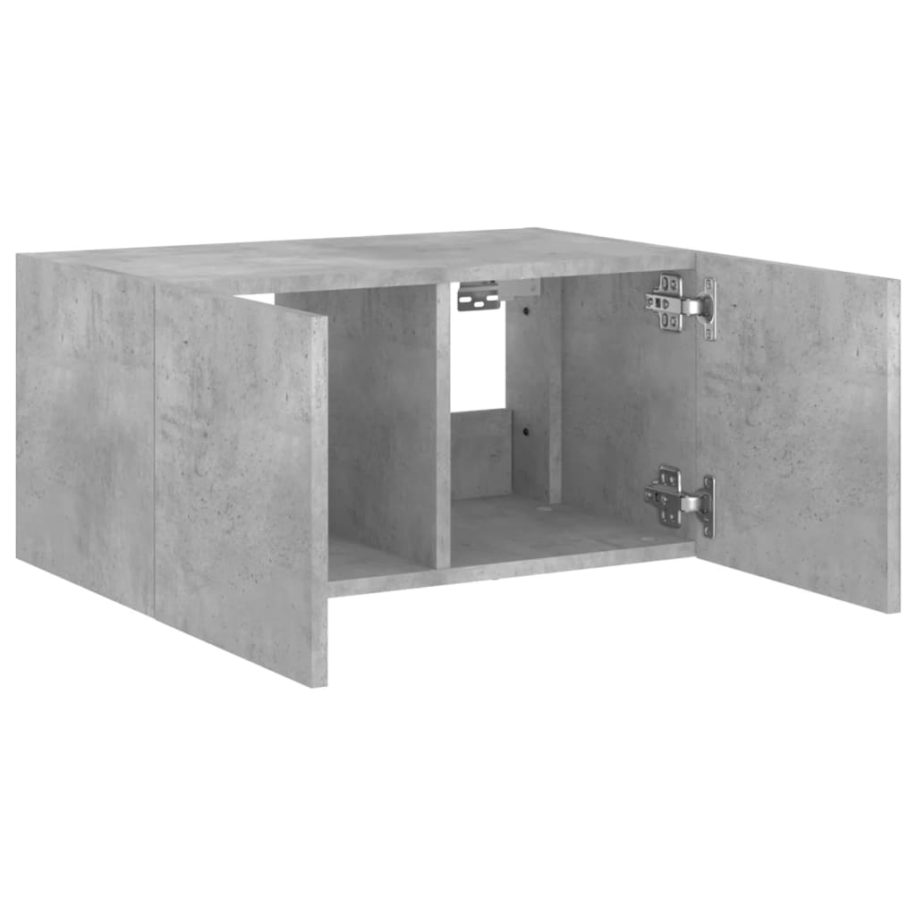 TV Wall Cabinet with LED Lights Concrete Grey 60x35x31 cm