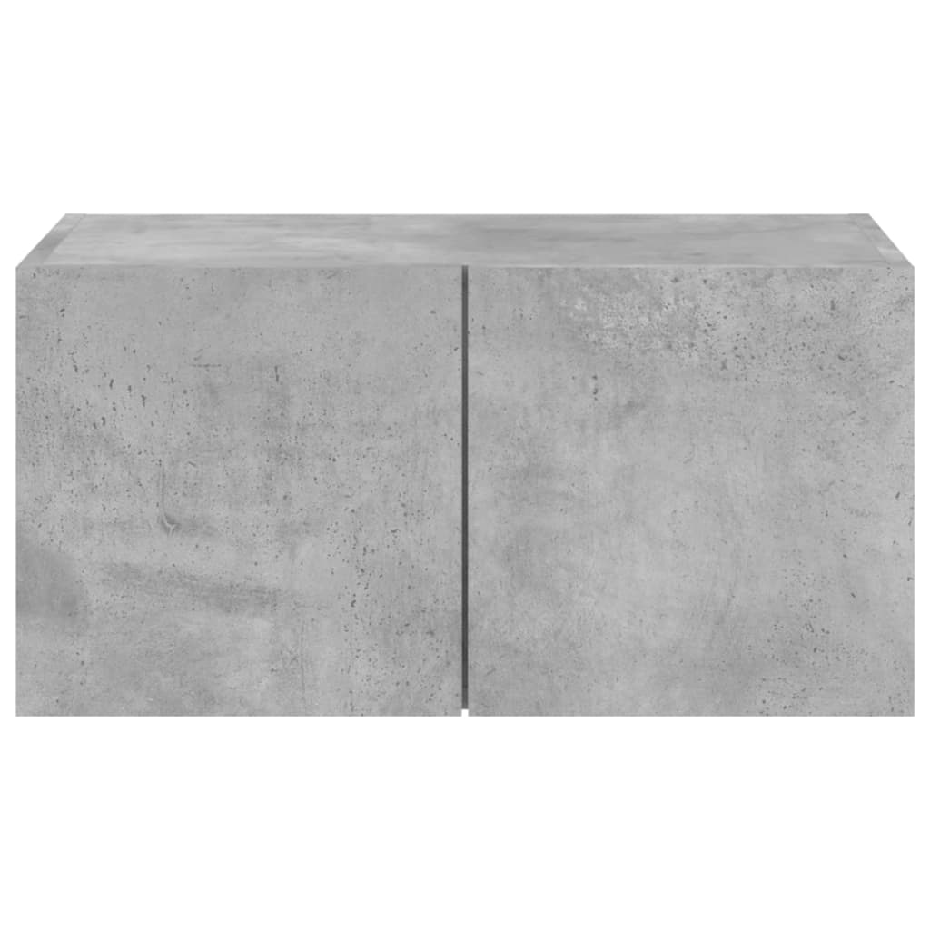 TV Wall Cabinet with LED Lights Concrete Grey 60x35x31 cm