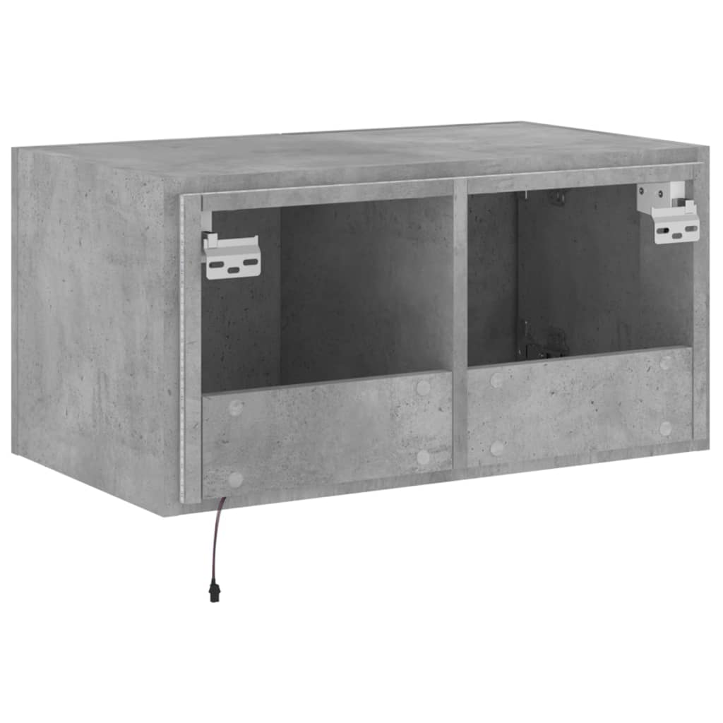 TV Wall Cabinet with LED Lights Concrete Grey 60x35x31 cm