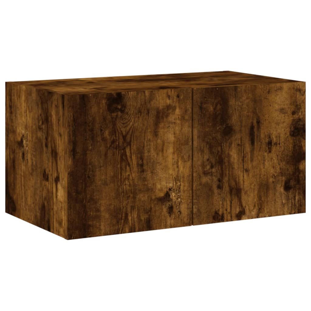 TV Wall Cabinet with LED Lights Smoked Oak 60x35x31 cm