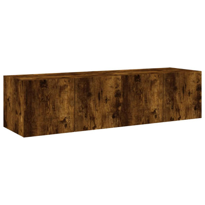 TV Wall Cabinets with LED Lights 2 pcs Smoked Oak 60x35x31 cm