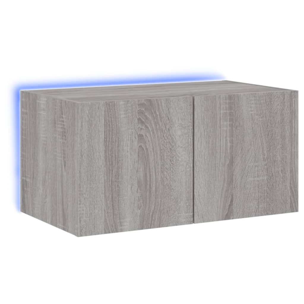 TV Wall Cabinet with LED Lights Grey Sonoma 60x35x31 cm